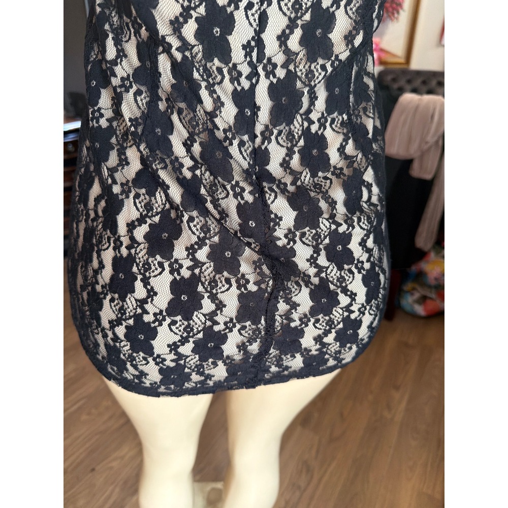 Icon Black Lace Strapless Mini Dress Pleated Bust Bodycon Cocktail Party Size S - Picture 6 of 9